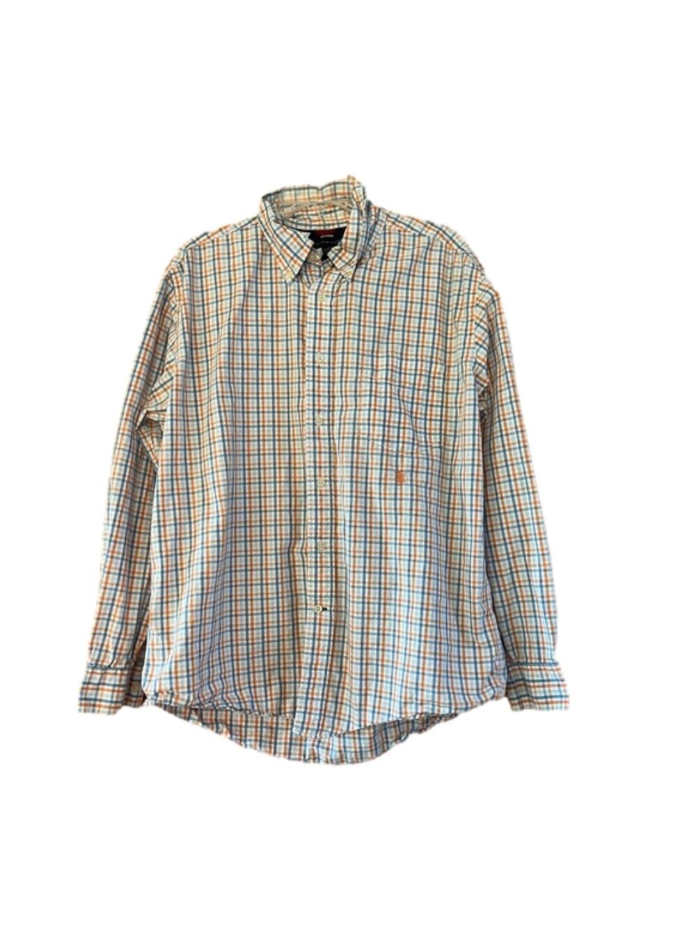 Tommy Hilfiger Mens Large Plaid Button Down Shirt Long Sleeve